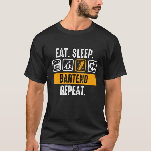 眠食べりバーテンドリピーター Tシャツ (正面)