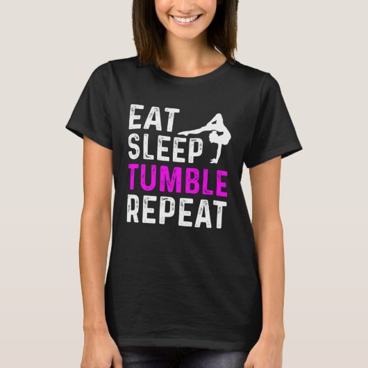 眠食べるタンブル体操の体操選手 Tシャツ (正面)