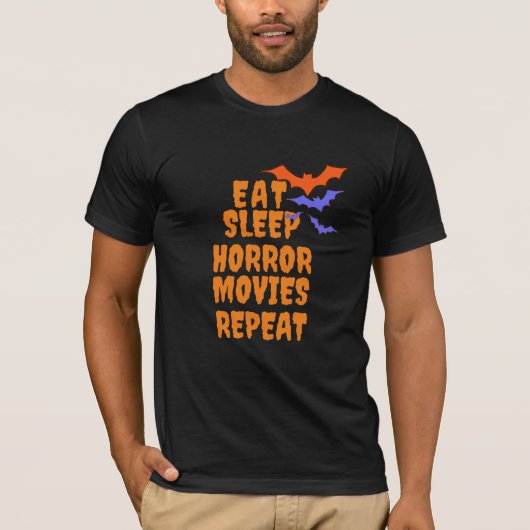 眠食べるホラー映画Tシャツ、不気味なハロウィーンファン Tシャツ (正面)