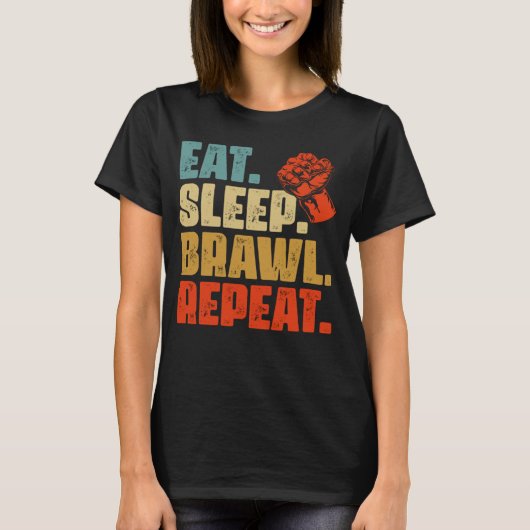 眠食べる乱闘が繰り返し乱闘またはゲーマー Tシャツ (正面)