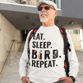 眠食べる鳥が鳥の長袖を繰り返す Tシャツ