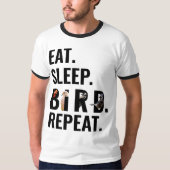眠食べる鳥が鳥達の白と黒を再現 Tシャツ (正面)