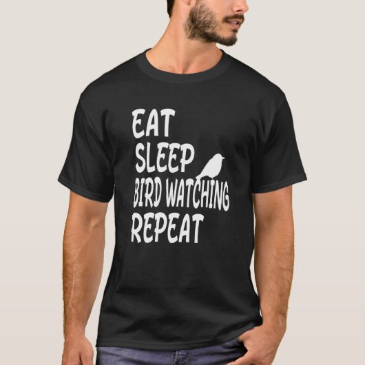 眠食べる鳥の繰り返し観察バードウォッチャー Tシャツ (正面)