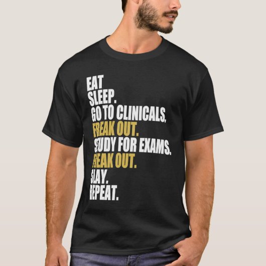眠食べるNursinの臨床的ナースに移動 Tシャツ (正面)
