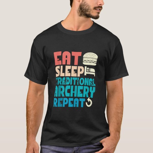 眠食べ伝統的アーチェリーリピーター Tシャツ (正面)