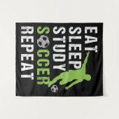 眠食べ勉強サッカー中継ボーイサッカー選手 タペストリー (正面(横))