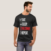 眠食べ眠ファルコリーリピーター鳥類学《鳥》ハヤブサ Tシャツ (正面フル)