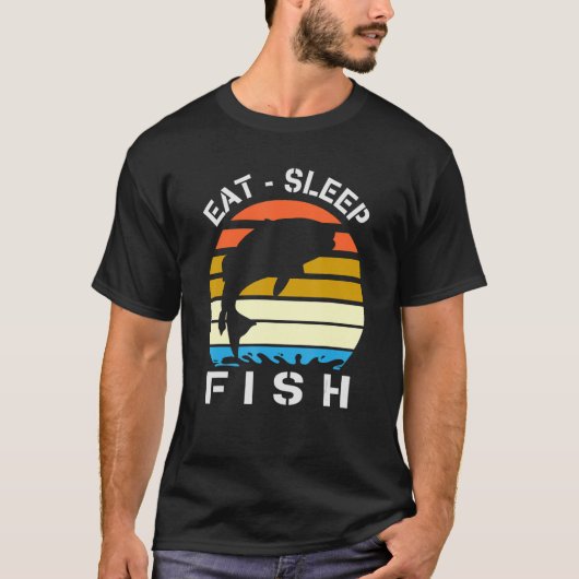 眠食べ魚が魚への愛を繰り返す魚釣り Tシャツ (正面)