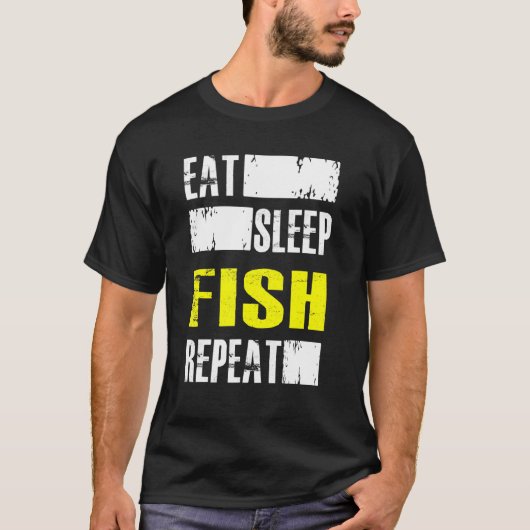 眠食べ魚の繰り返し – Fisher Tシャツ (正面)