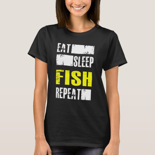 眠食べ魚の繰り返し – Fisher Tシャツ (正面)