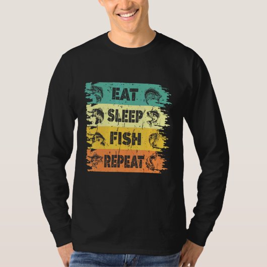 眠食べ魚リピートライフスタイル Tシャツ (正面)