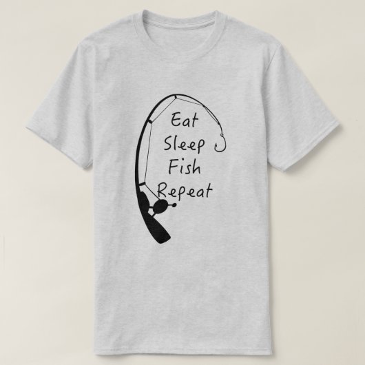 眠食べ魚リピート魚釣りメンズTシャツ Tシャツ (デザイン正面)