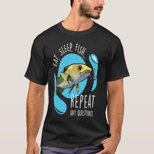眠食べ魚リピート魚釣り Tシャツ (正面)