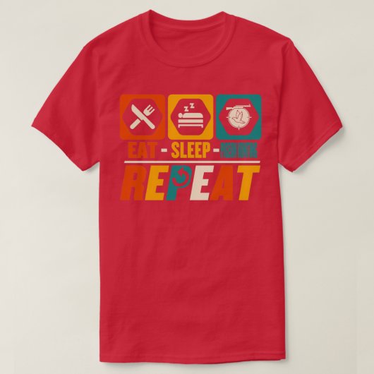 眠食べ鳩狩りリピーターおもしろいコロンビアH Tシャツ (デザイン正面)