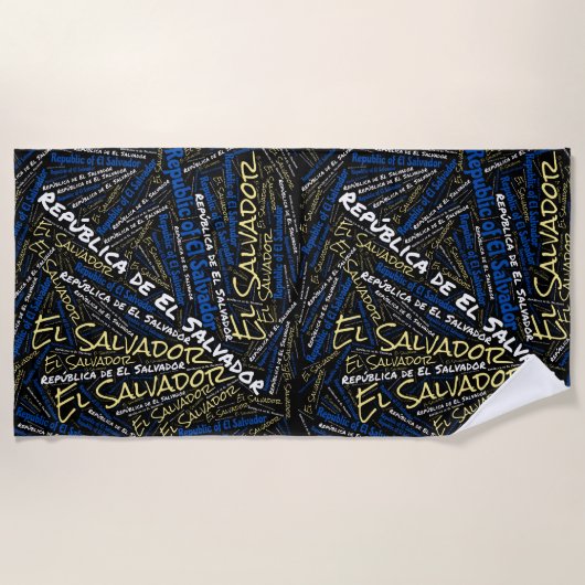 眩しいエルサルバドル国旗の色愛国的 ビーチタオル (正面)