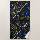 眩しいエルサルバドル国旗の色愛国的 ビーチタオル (正面)