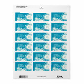 眩しいブルーヴィンテージフラワー差出人住所ラベル ラベル (フルシート)