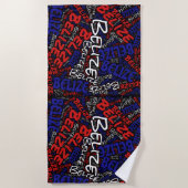 眩しいベリーズ国旗の色愛国心 ビーチタオル (正面)