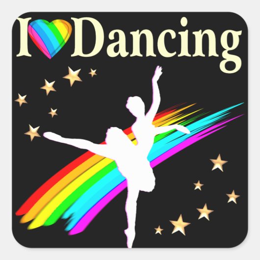 眩しい私ラブ踊りデザイン スクエアシール (正面)