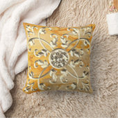 眩しい金ゴールドジェムマンダラ クッション (ブランケット)