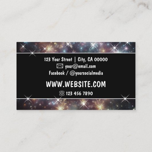眩しい銀河系ネブラグリッタースターきらめくズ 名刺 (裏面)