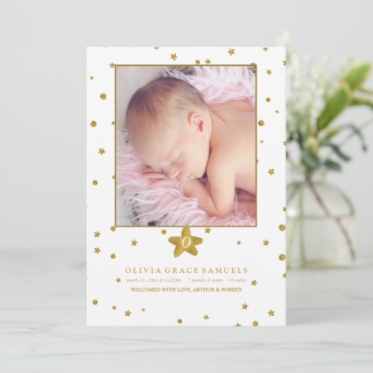 眩ます到着の写真の誕生の発表 案内状 (スタンド正面)