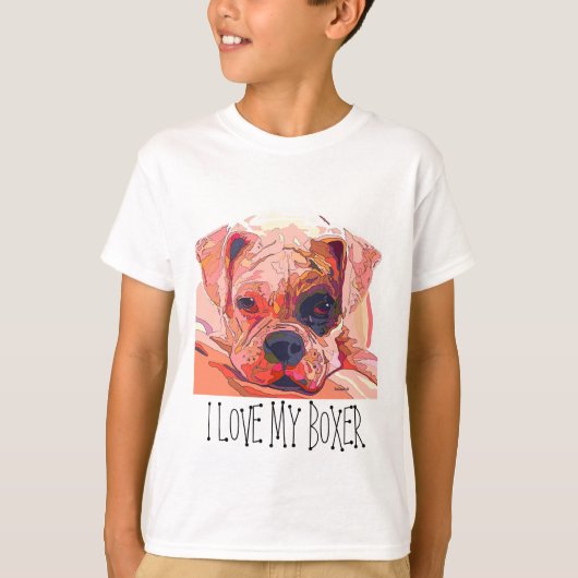 眩ます色の子供のTシャツのボクサー犬の絵画 Tシャツ (正面)