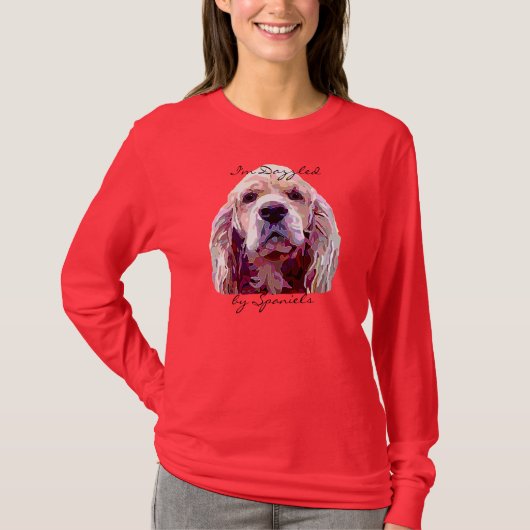 眩ます色のTシャツのスパニエル犬の顔 Tシャツ (正面)