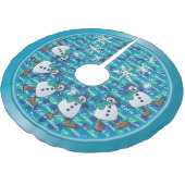 眩ます青い雪だるまの友人 ブラッシュドポリエステルツリースカート (アングル)