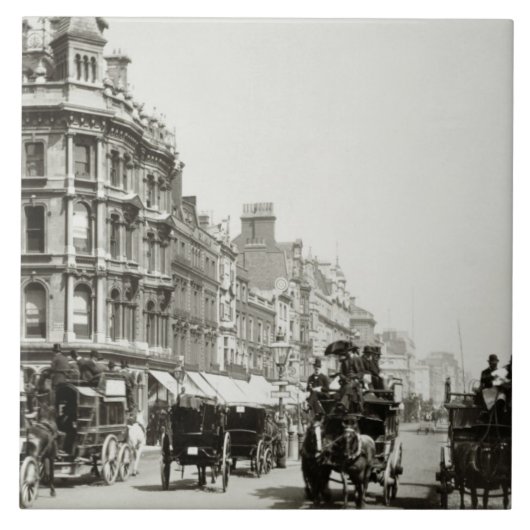 眺めのオックスフォードの通り、ロンドン(b/wの写真) タイル (正面)