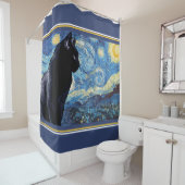 眺望の子猫:  星明かりの夜 シャワーカーテン (インサイチュ)