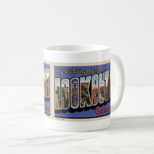 眺望山、COの郵便はがきのマグからの挨拶 コーヒーマグカップ (正面右)