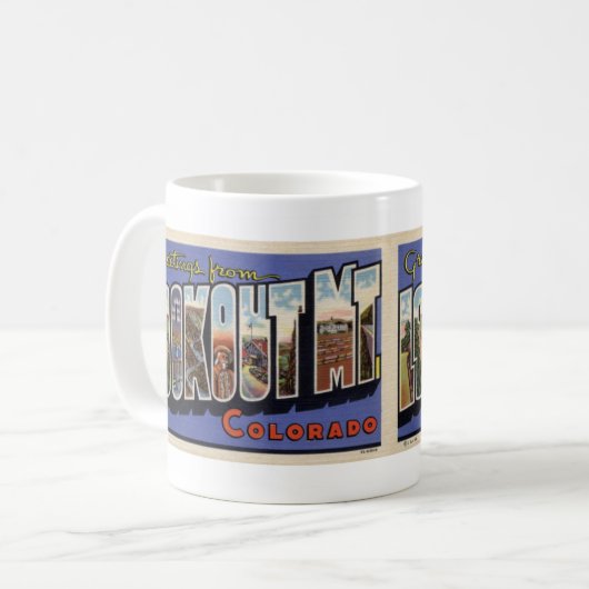 眺望山、COの郵便はがきのマグからの挨拶 コーヒーマグカップ (正面左)