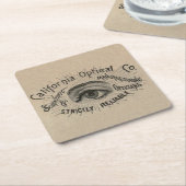 眼のアンティーク広告の光学 スクエアペーパーコースター (アングル)