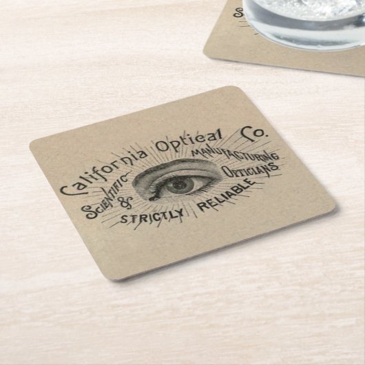 眼のアンティーク広告の光学 スクエアペーパーコースター (アングル)