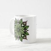 眼サイケデリック曼荼羅 – 花トリップ（幻覚体験）のような柄 コーヒーマグカップ (正面左)
