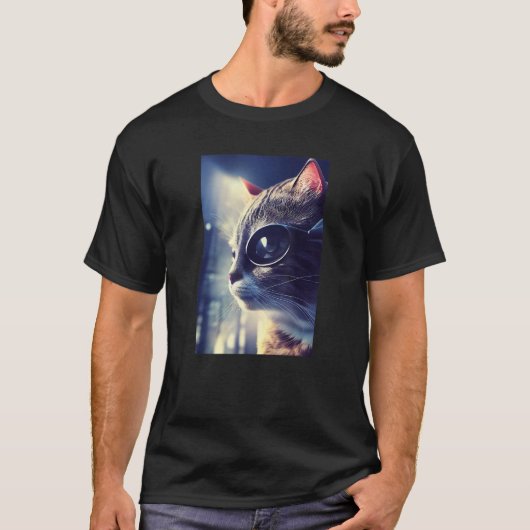 眼パッチキャット子猫ペット動物性嚢胞型ロボット Tシャツ (正面)