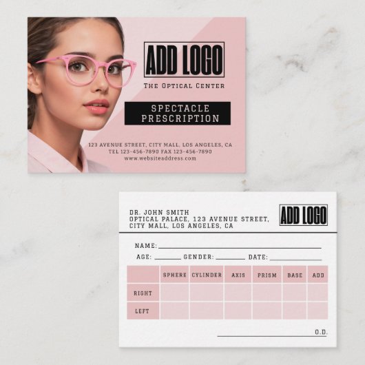 眼光学機械式眼鏡処方の事業 エンクロージャーカード (正面/裏面)