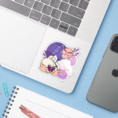 眼帯をした少年と動物たちのアニメアート シール (ノートパソコンとiPhone)