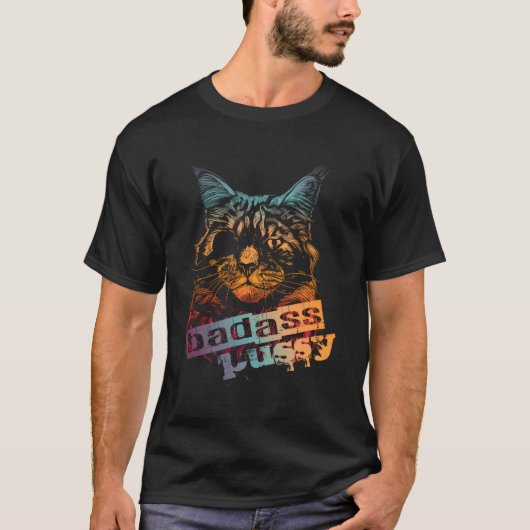 眼当て付きバッカス猫 Tシャツ (正面)