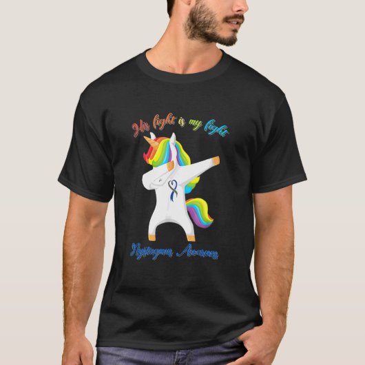 眼振認識度ダビングユニコーンブルーグレーリブ Tシャツ (正面)