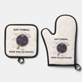 眼球で成功への道を目の解剖学的ユーモア 鍋つかみ&鍋敷きセット