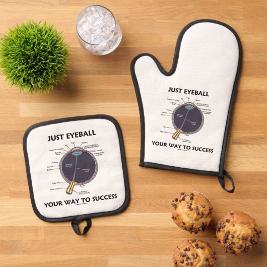 眼球で成功への道を目の解剖学的ユーモア 鍋つかみ&鍋敷きセット (トップダウン)