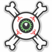 眼球とクロスボーン（ライトバックグラウンド） シール (正面)