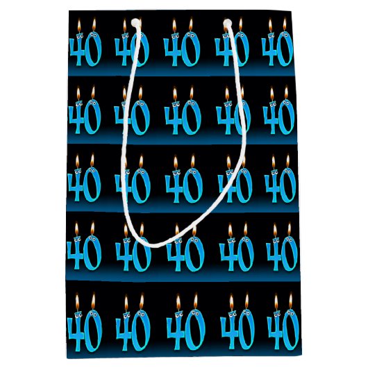 眼球ろうそく付き40歳の誕生日 ミディアムペーパーバッグ (正面)