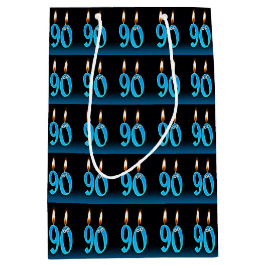 眼球ろうそく付き90歳の誕生日 ミディアムペーパーバッグ (正面)