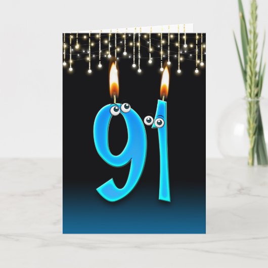 眼球ろうそく付き91歳の誕生日 カード (正面)