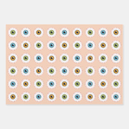 眼球パタカラフルーン不気味なハロウィンの目 ラッピングペーパーシート