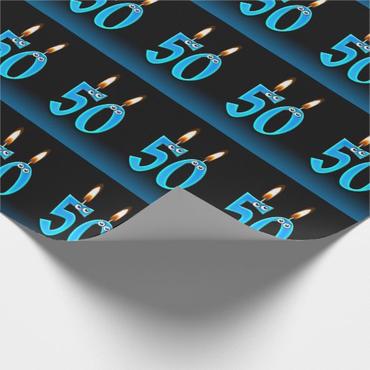 眼球ユーモアのある付き50歳の誕生日ろうそく ラッピングペーパー (角)