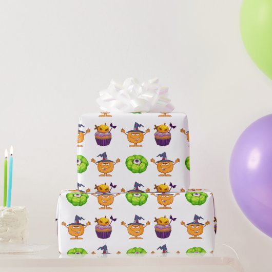 眼球不気味カボチャ甘いお菓子トリートハロウィーン ラッピングペーパー (パーティーギフト)